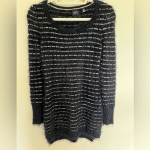 Black Saks Fifth Avenue Fuzzy Long Sweater Size XS